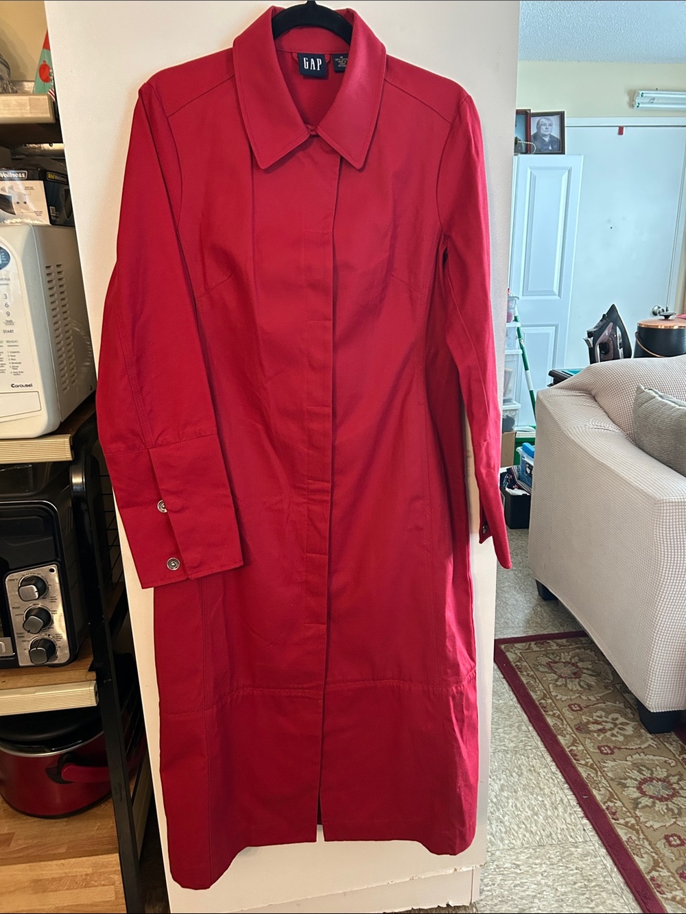 GAP Red Long Sleeve Trench Coat Dress